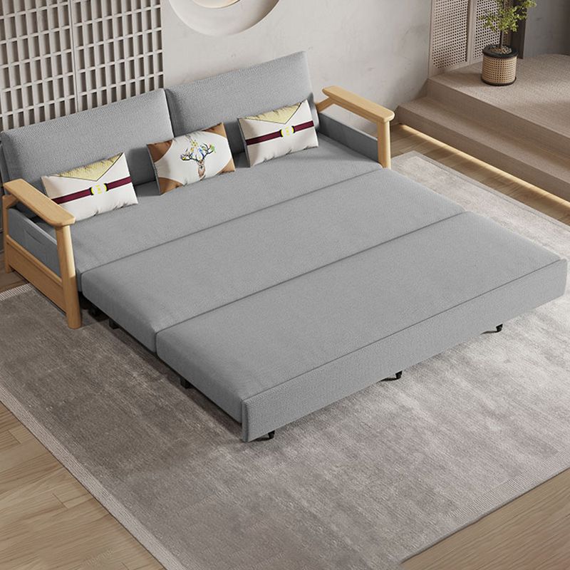 Scandinavian Gray Futon Sleeper Sofa Square Arms Futon and Mattress