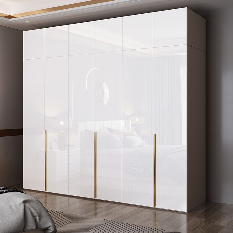 Contemporary Wooden Wardrobe White Colour Soft Close Door Wardrobe Closet