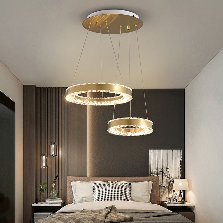 Moderno lampadario a pendente a led in stile lussuoso illuminazione lampadario cristallino