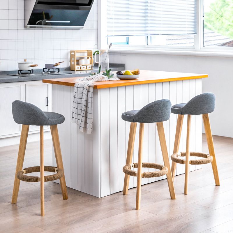 Scandinavian Coffee Shop Low Back Stool Matte Finish Upholstered Bar Stools