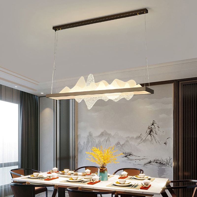 Black Metal Island Lightsing Lámpara de colgantes LED de restaurante moderno con sombra acrílica