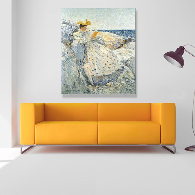 Peinture sur toile rustique de décoration murale de dame européenne texturée de couleur Pastel pour salon