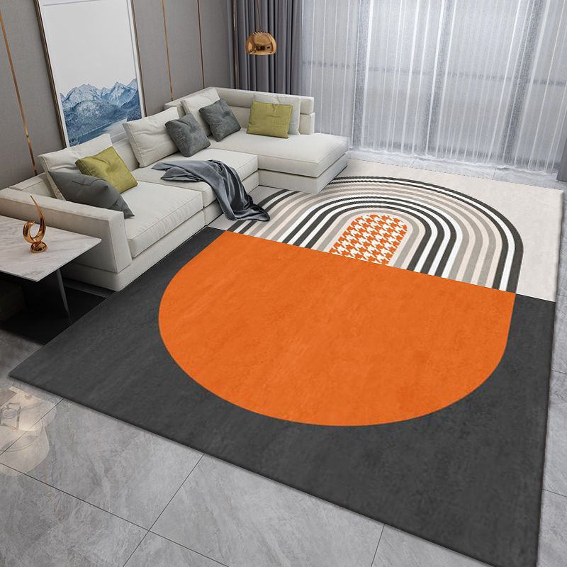 Grey Striped Rug Polyester Gorgeous Rug Washable Rug for Home Decor