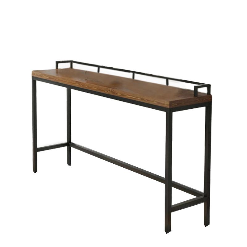 41.3-inch Wood Top Table Industrial Style Pub Table with Metal Base