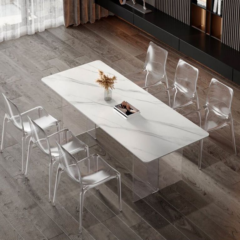 Medieval Modern Stone Dining Table Double Pedestal Base Table for Kitchen
