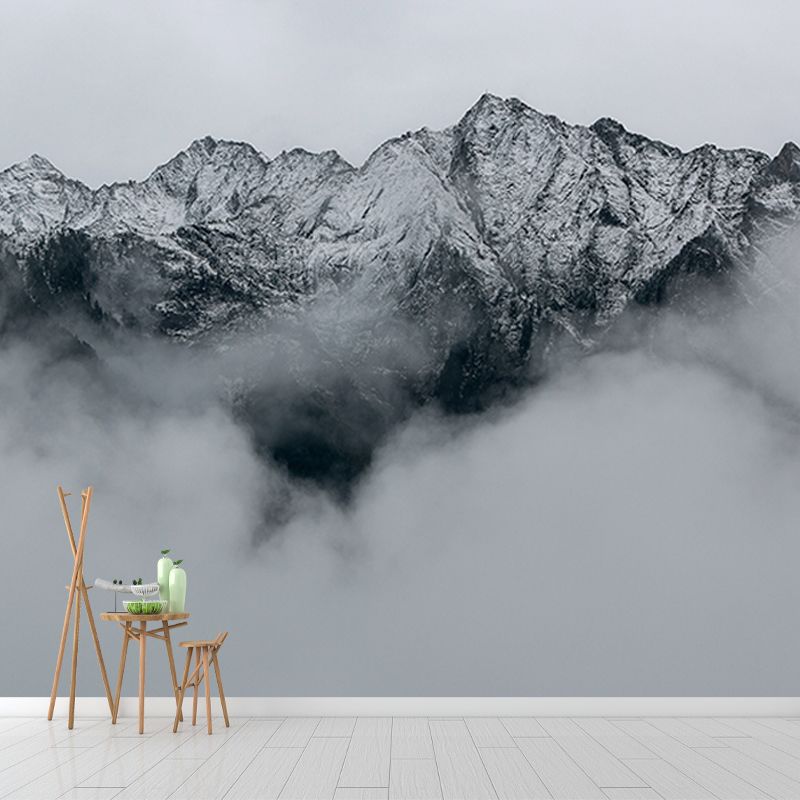 Photography Stain Resistant Mural Wallpaper Mountain Range Living Room Wall Mural