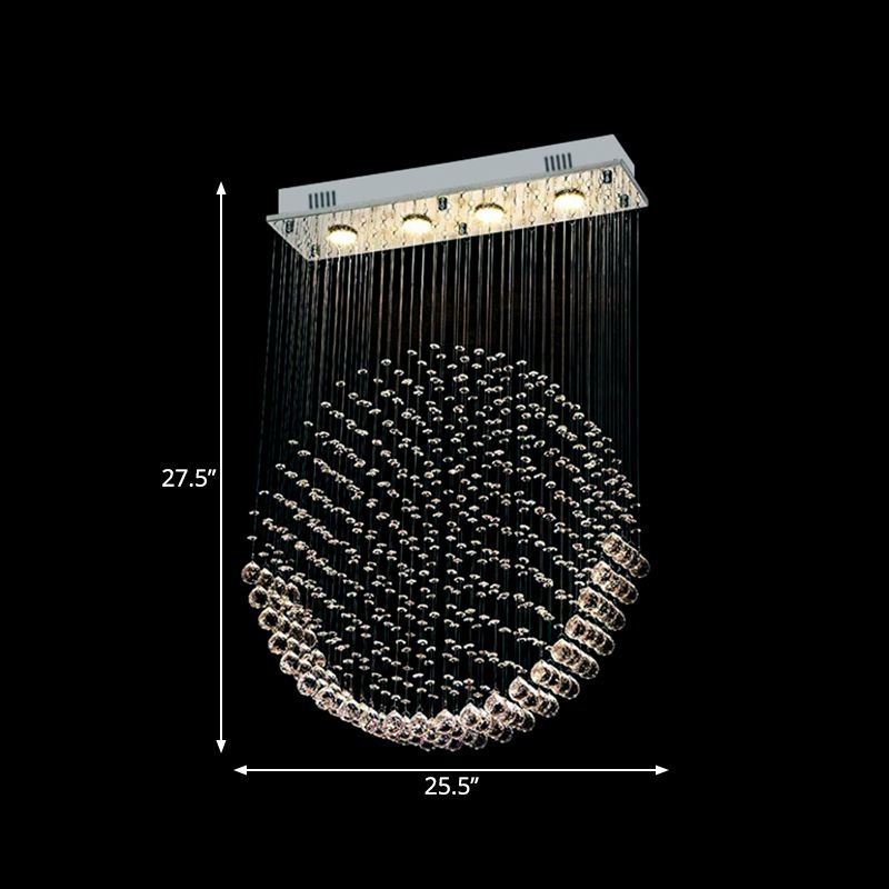 Round Shaped Dining Room Flushmount Lighting LED Modern Style Flush Light Fixture in Nickel