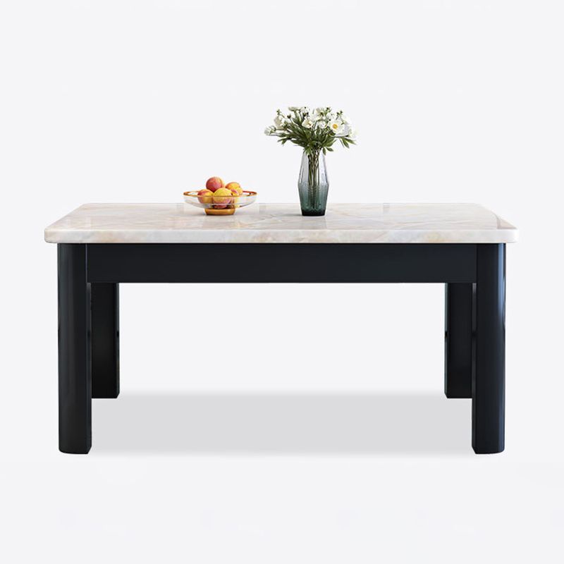 Contemporary Style Rectangle Marble Fixed Dinner Table with 4 Legs