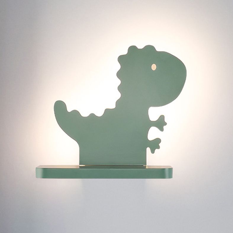 Green Dinosaur Metal Wall Sconce LED Wall Mounted Light Fixture for Child Room