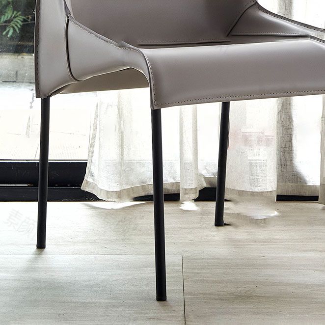 Silla de comedor contemporánea de cuero Restaurante Silla con respaldo sólido con brazo