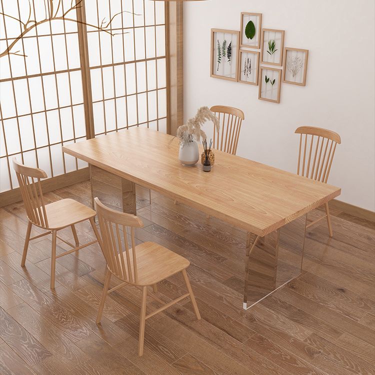 Pine Wood Top Dining Table Traditional Luxury Solid Wood Table with Sled Base