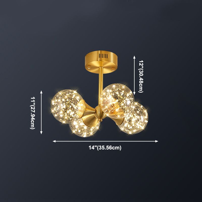 Spherical Branch Hanging Lights Modern Style Glass Hanging Lighting for Bedroom