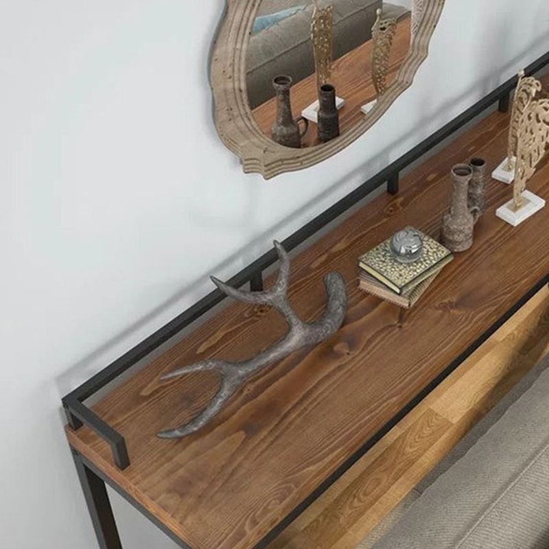 41.3-inch Wood Top Table Industrial Style Pub Table with Metal Base