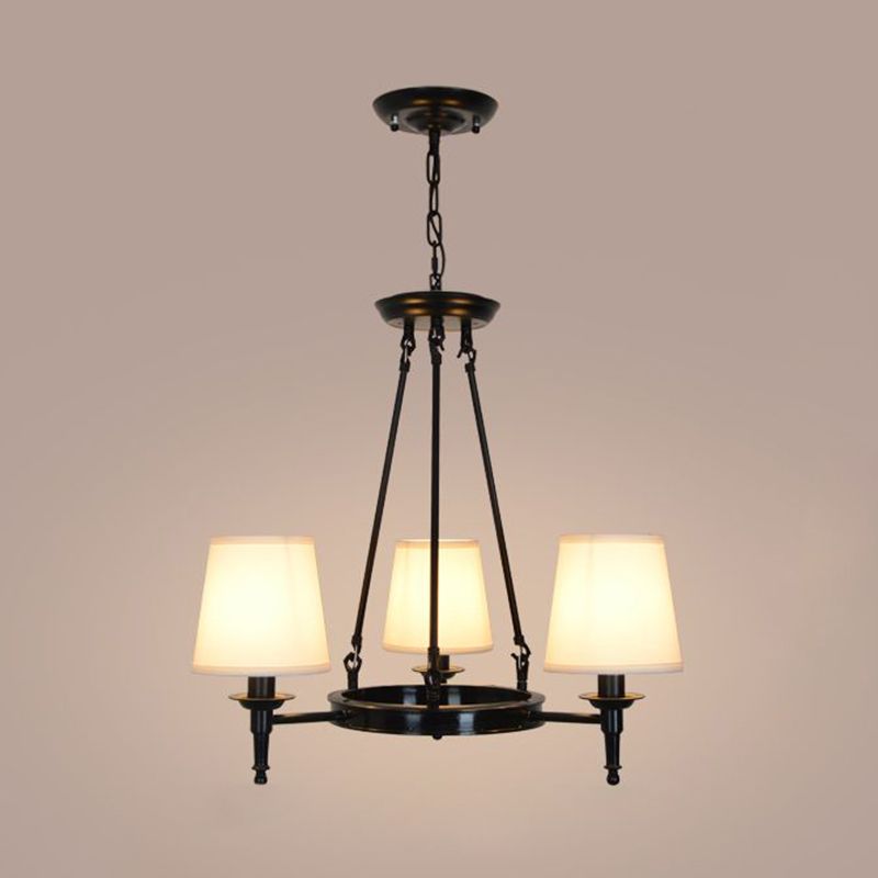 Lámparas colgantes de múltiples cabezas de lámpara de estilo americano luz colgante con sombra de tela blanca