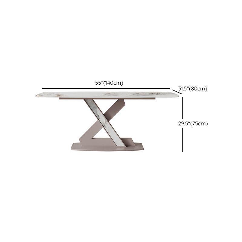 Sintered Stone Fixed Kitchen Table Luxury Rectangle Home Table