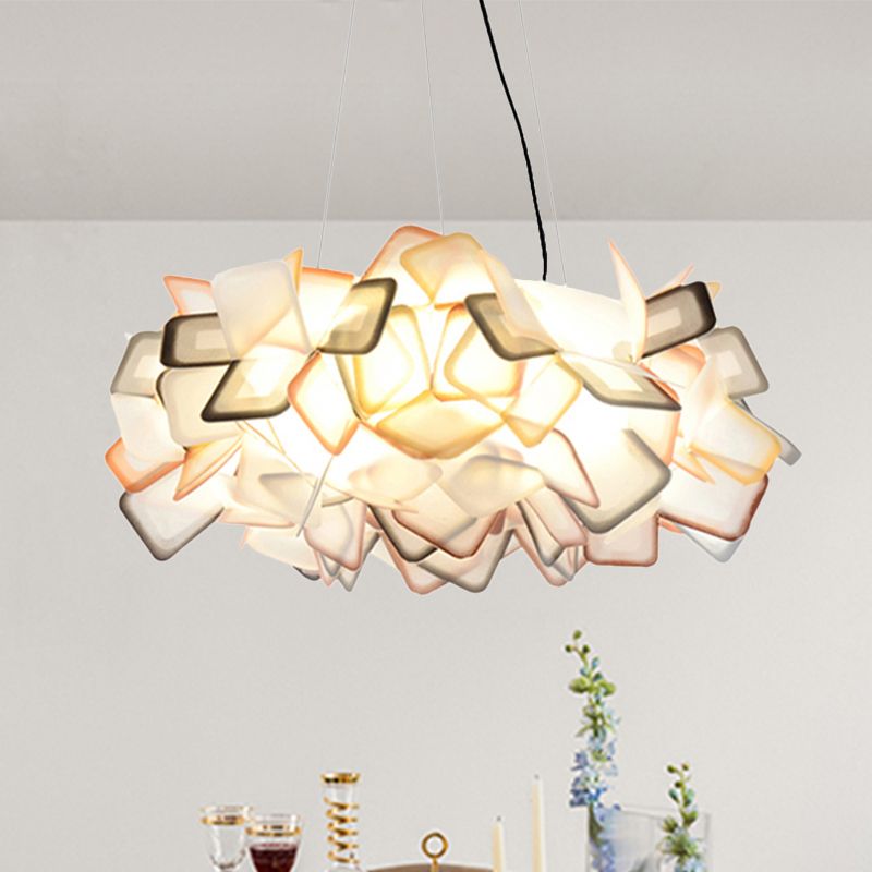 Braun/Blau/Lila Blüte Drop Anhänger zeitgemäß 21 "/27,5" breite 1-Licht-Acryldecklampe für Wohnzimmer