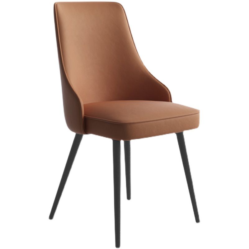 Silla de comedor contemporánea silla trasera sólida con 4 patas de metal para uso en el hogar