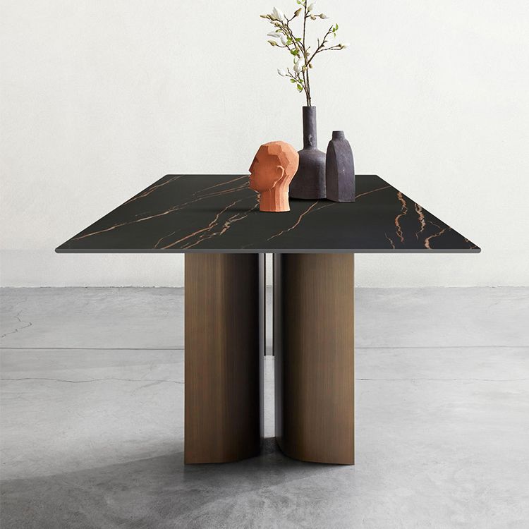 Sintered Stone Rectangle Dining Table Industrial Kitchen Table with 4 Legs