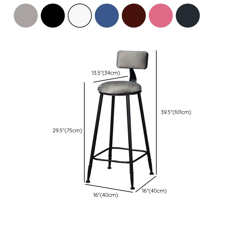 Modern Armless Backrest Counter Stool Iron Bar Stool with Cushion and Pedal for Indoor