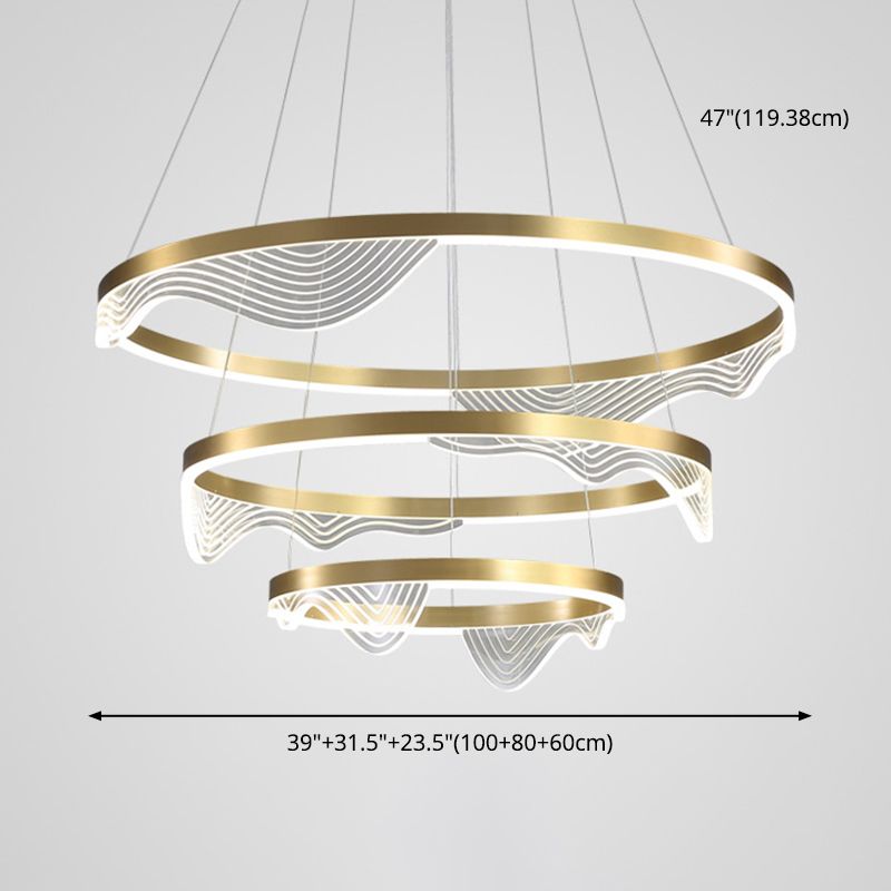 Ring Bedroom Chandelier Pendant Light Metal LED Simple Style Pendant Lighting Fixture in Gold