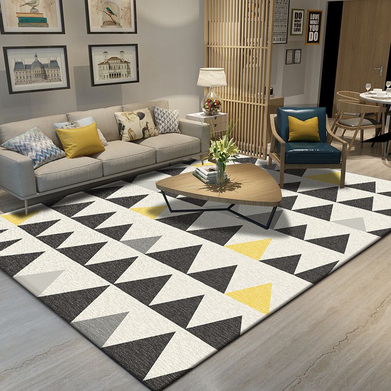 Stylish Modern Area Carpet Geometric Pattern Polyester Area Rug Anti-Slip Rug for Home Decor