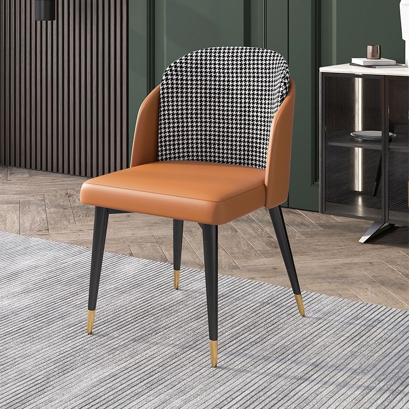 Nordic Style Upholstered Side Chairs Solid Back Armless Dining Chair