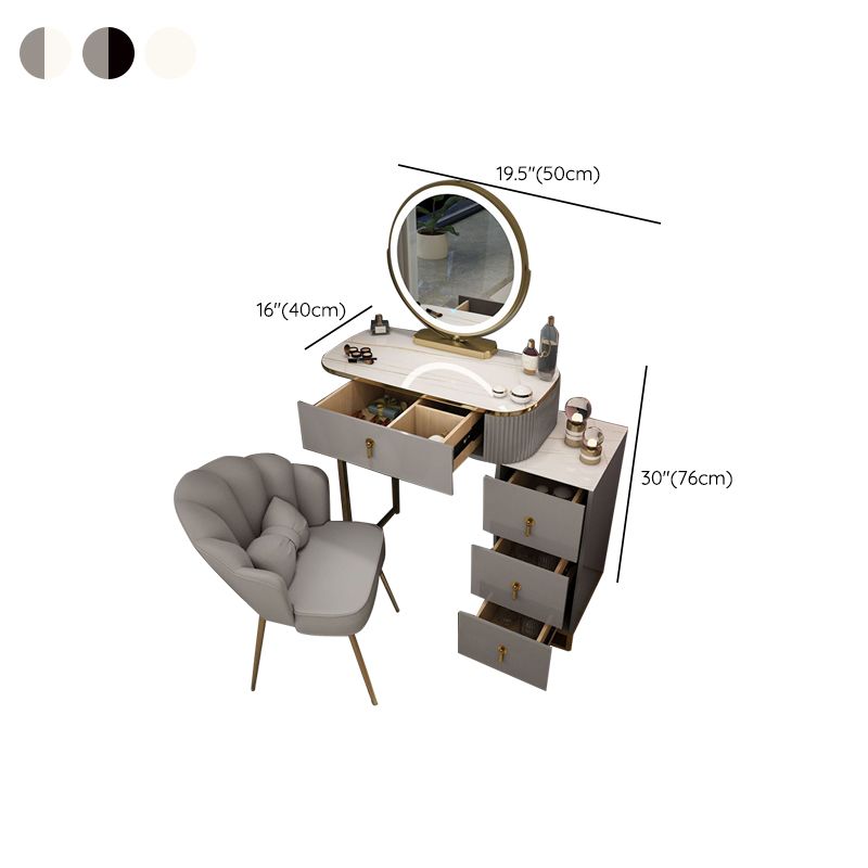 Metallic Glam Bedroom Lighted Mirror 4 Drawer Vanity Dressing Table