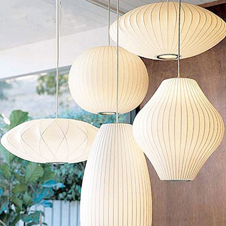 Zeitgenössische schattierte Suspension Anhänger Leichter Stoff Esszimmer Hanges Lichtkit in Weiß