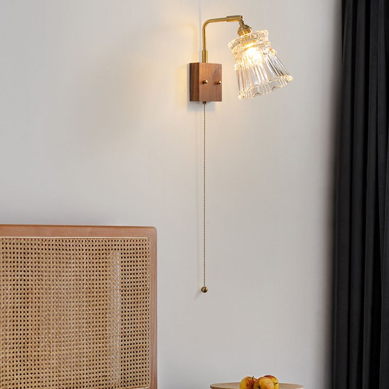 Ponderie murale en verre en métal en bois 1 luminaire à la tête murale pour le salon de la salle d'étude