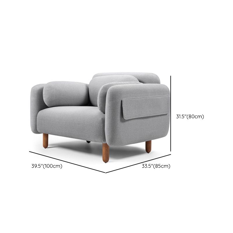 Sewn Pillow Back Fabric Settee Solid Color Stain Resistant Sofa for Bonus Room