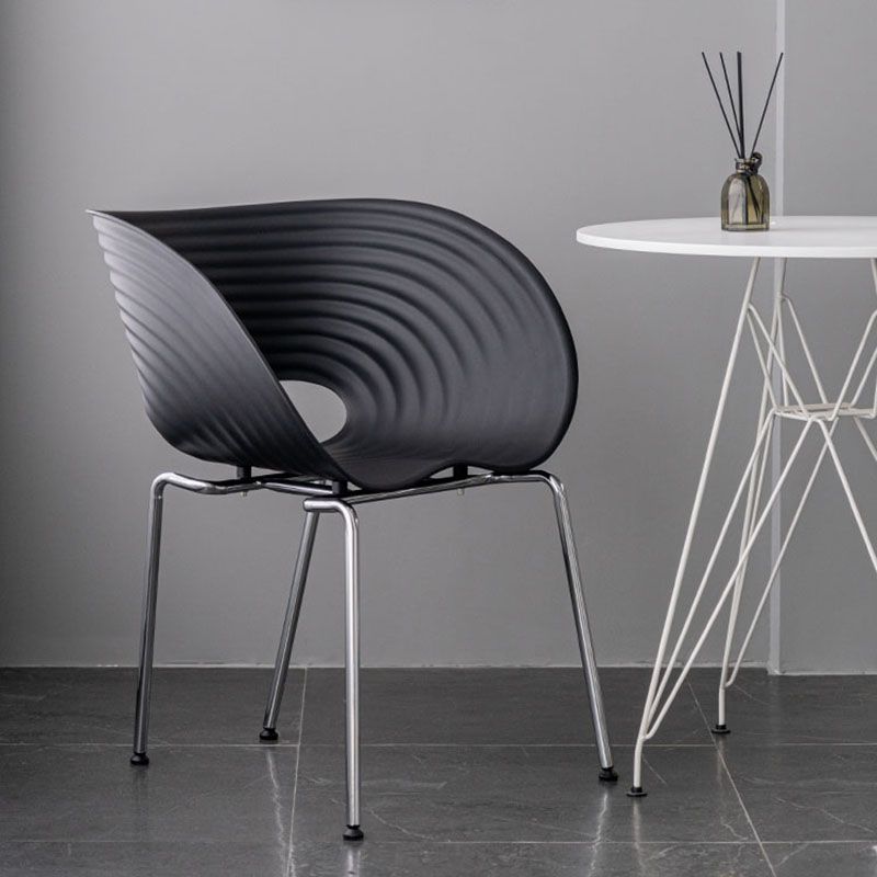 Industrial Style Open Back Dining Side Chair Plastic Dining Armless Chairs with Metal Legs