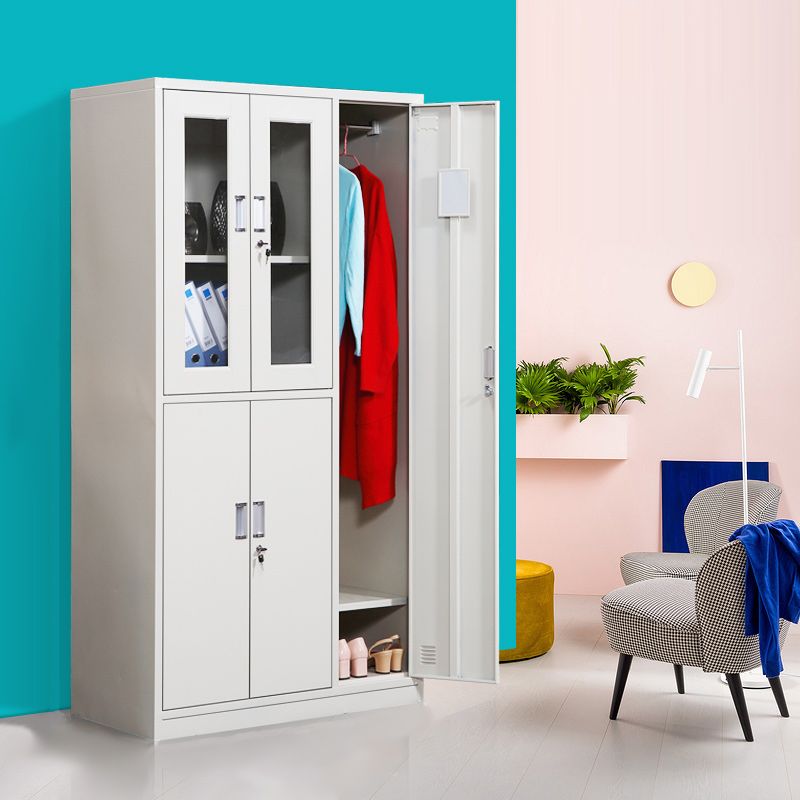 Contemporary Style Steel Wardrobe White Colour Wardrobe Closet for Home
