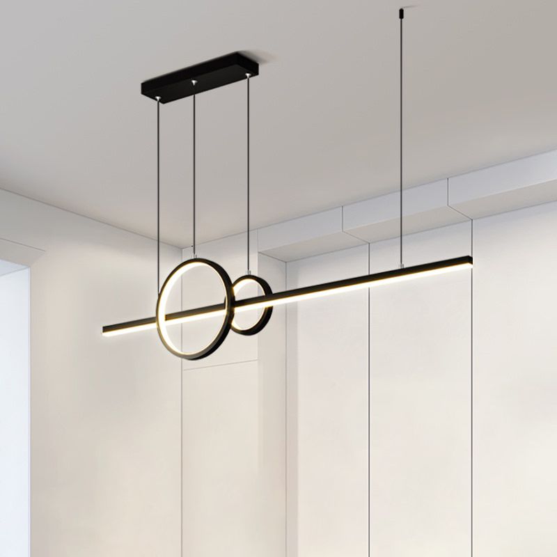 Circle and Line LED Suspension Lamp Simple Metal Restaurant Island Light Fixture