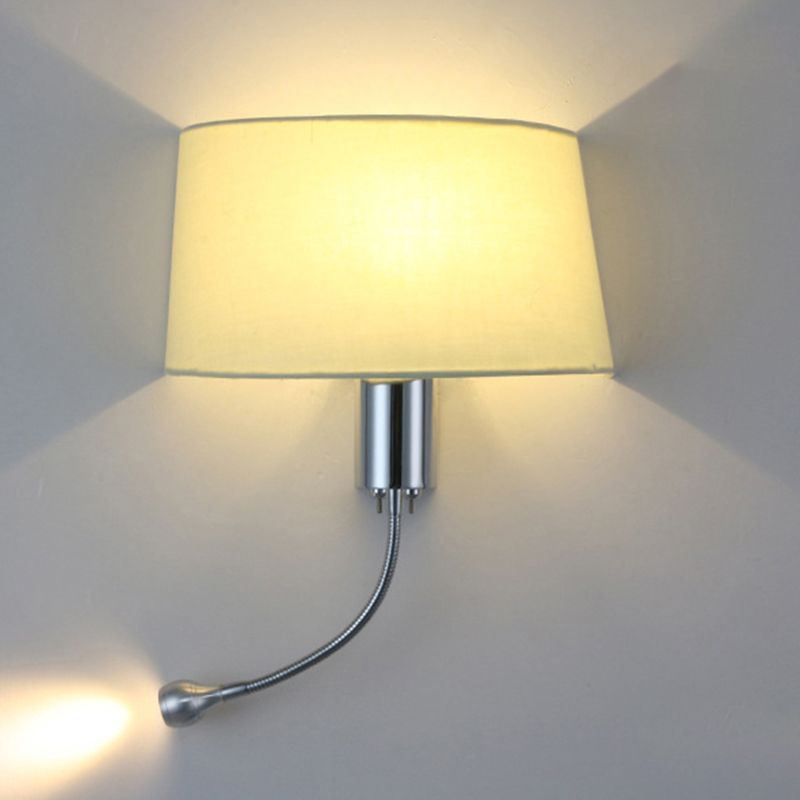 Modernism Metal Wall Light Polish Finish Fabric Shaded Lighting for Bedroom