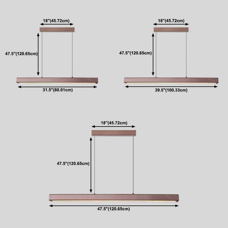 Modern Straight Island Light Aluminum LED Island Pendant for Dining Room