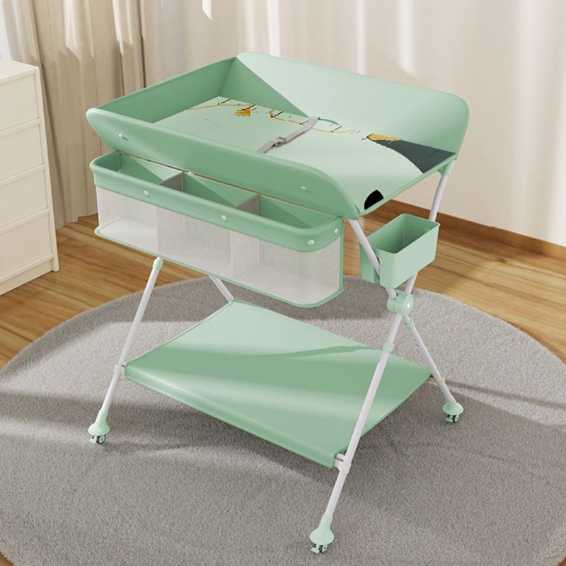 Modern Metal Baby Changing Table Safety Rails Changing Table With 4 Wheels