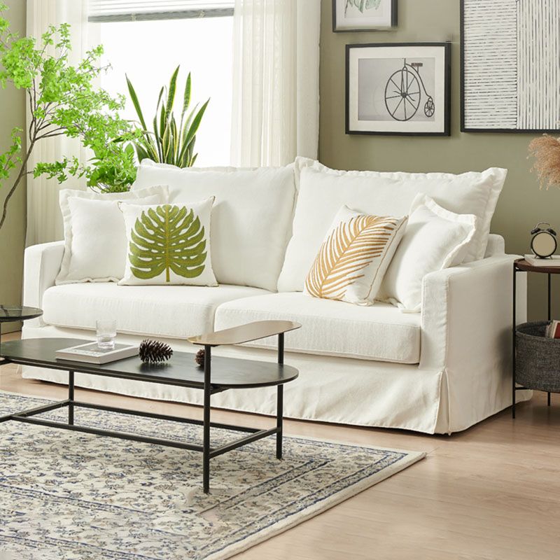 39.37" H Contemporary Cotton Blend Square Arm Loveseat with 2 Pillows