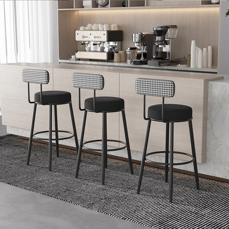 Scandinavian Matte Finish Velvet Counter Stool Footrest Coffee Shop Barstool