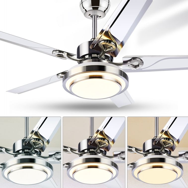 Unique Shape Metal Ceiling Fan Lighting Kids Style 1 Light Ceiling Fan Light in Silver