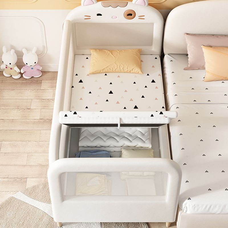 Solid Wood Twin Size Kids Bed Modern White Cat Bed Frame with Mattress