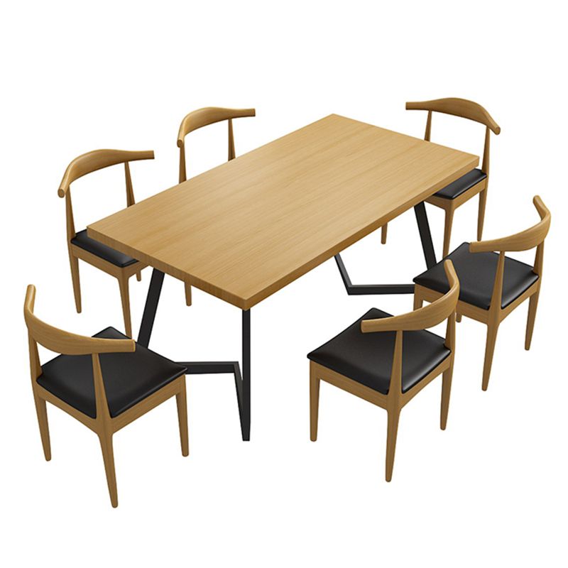 Industrial LightWood Dinette Set 1/2/7 Pcs Solid Wood Furniture for Home