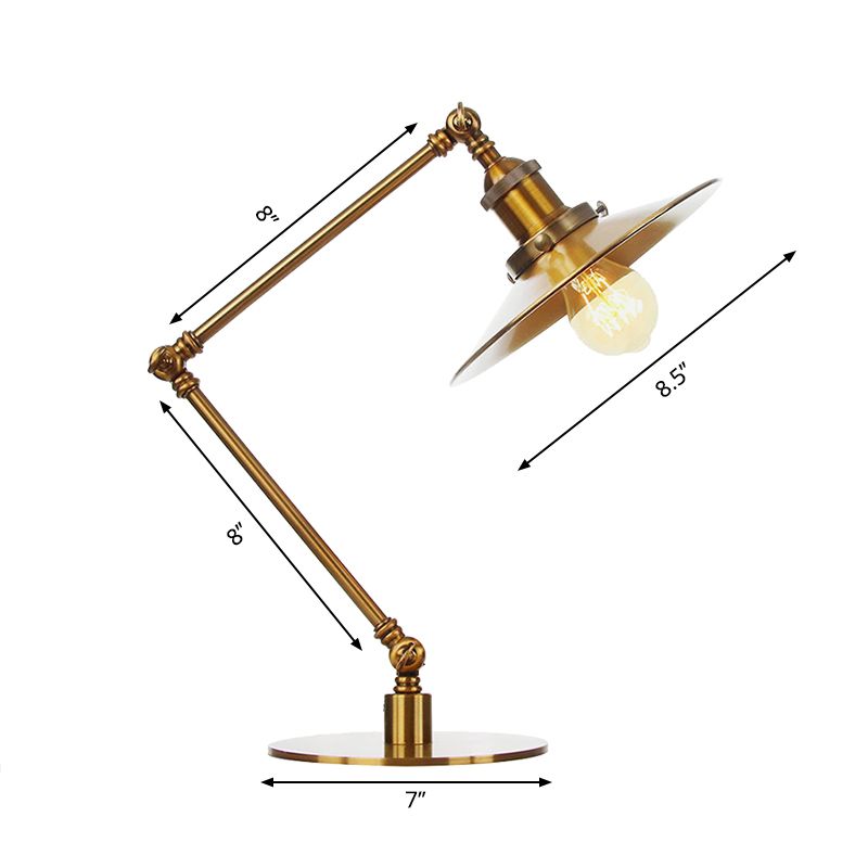 Lampada da tavolo svasata elegante industriale in metallo a 1 luce Lampada da tavolo per sala da pranzo con braccio di lunghezza 8"+8"/8"+8"+8" in oro