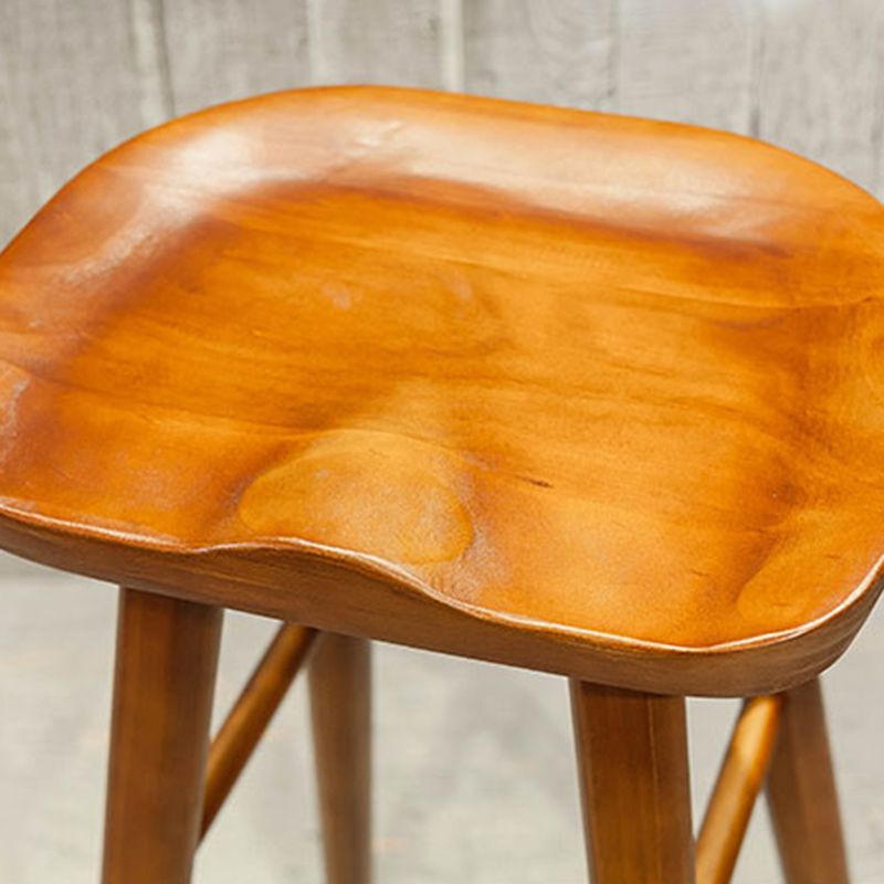 Contemporary Solid Wood Dining Stool Backless Bar Stool with Footrest