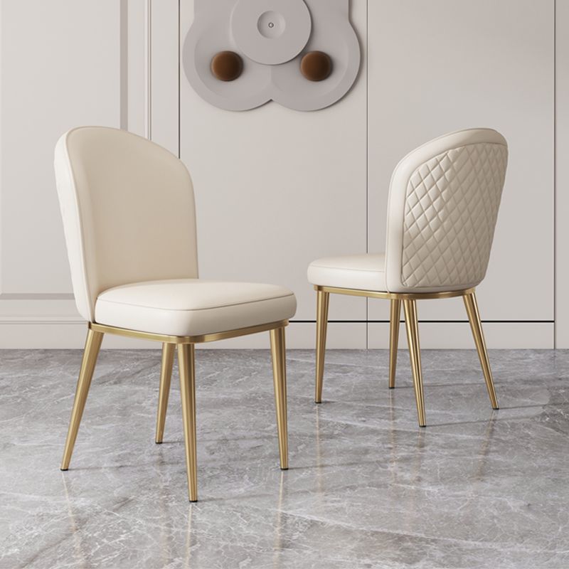 Glam Style Side Chair Leather Gold Frame Dining Chair for Home