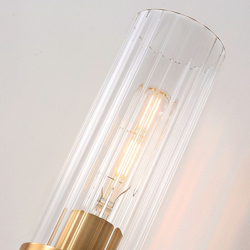 Modern Simple Style Half Cylinder Shade Wall Sconce Glass Multi Lights Sconces in Gold Finish