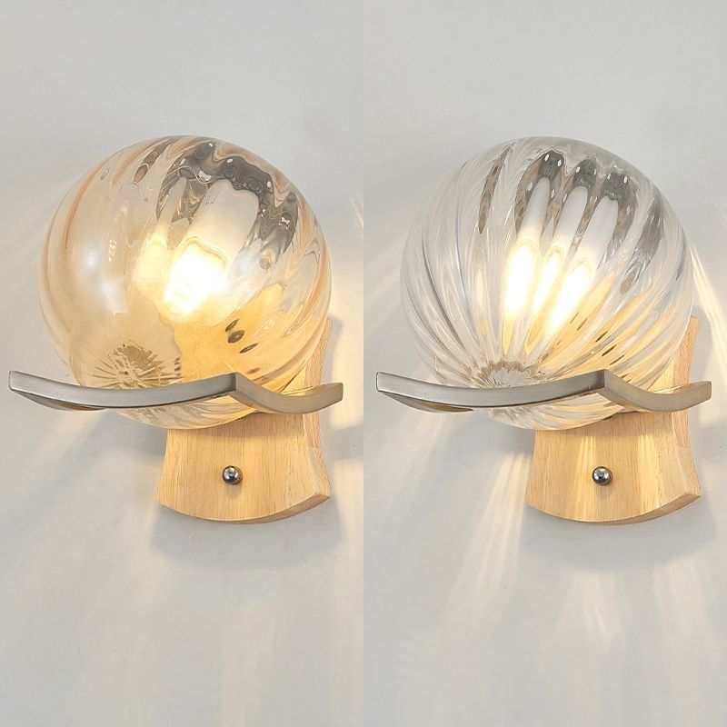 Modern Style Spherical Shape Wall Sconce Glass 1 Light Sconces for Bedroom
