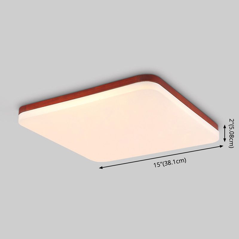 Ultrathin Wooden Ceiling Flush Mount Lighting Simplicity Red Brown Flush Lamp for Dining Room