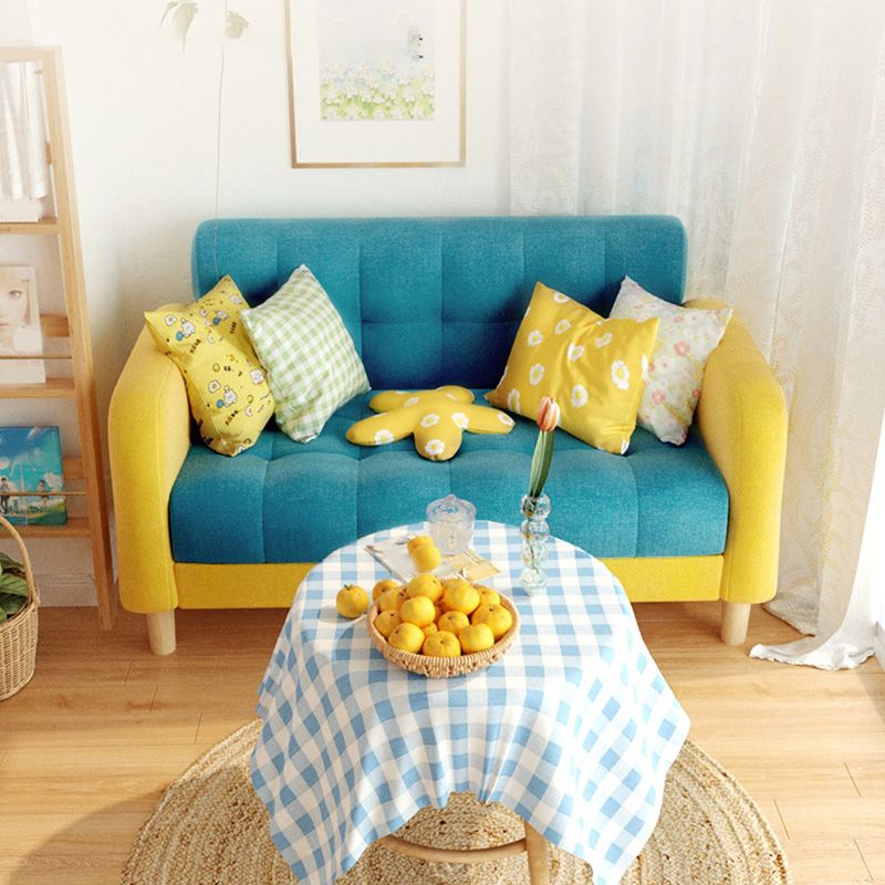 27.55" High Square Arm Sofa Chenille Sofa with Biscuit Back for Apartment