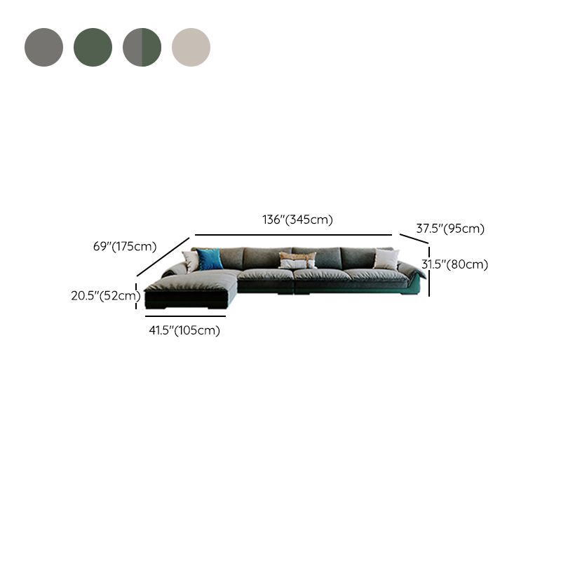 Contemporary Stationary Fabric Living Room Flared Arm Pillows Seating