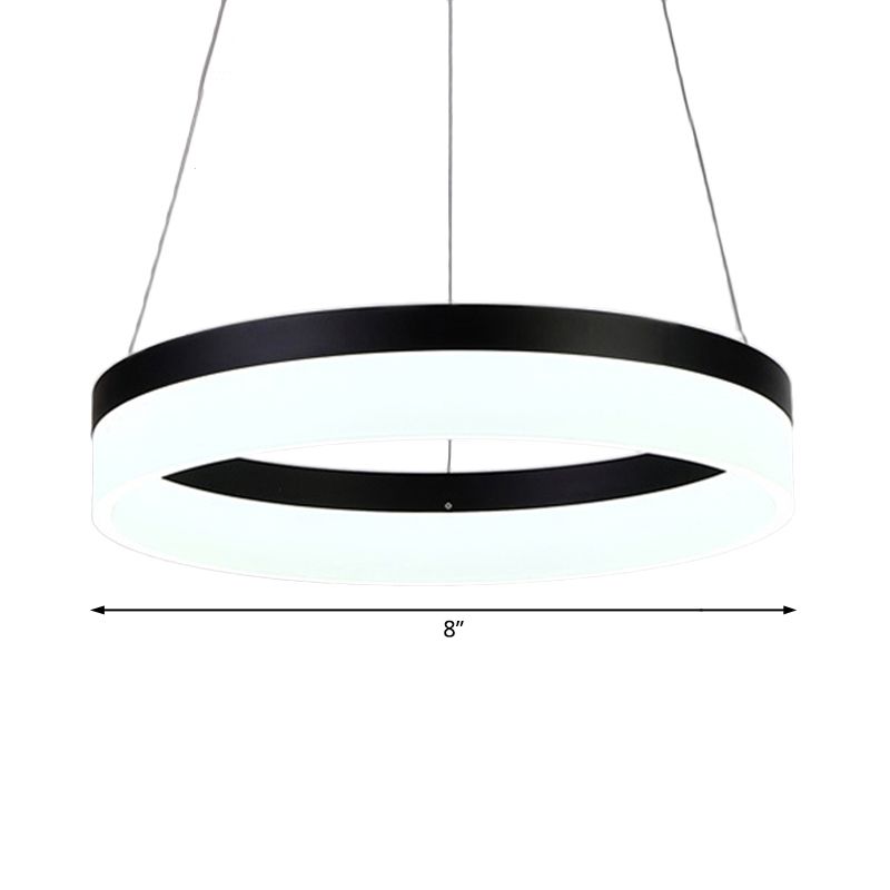 Pendante lampadario rotondo LED acrilico moderno LED 1/2/3 light Black/White/Gold Affitto a soffitto in luce calda/bianca